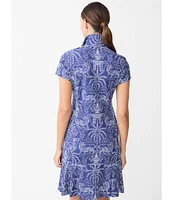 J.Mclaughlin Dorte Printed Catalina Cloth Point Collar Cap Sleeve Dress