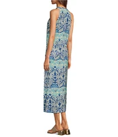 J.McLaughlin Edie Printed Banded Round Neck Sleeveless Maxi Dress