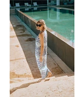 J.McLaughlin Edie Printed Banded Round Neck Sleeveless Maxi Dress