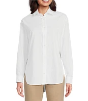 J.McLaughlin Finn Woven Point Collar Long Sleeve Button Front Blouse