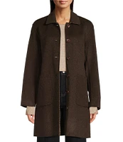 J.McLaughlin Frade Brushed Wool Point Collar Long Sleeve Reversible Coat