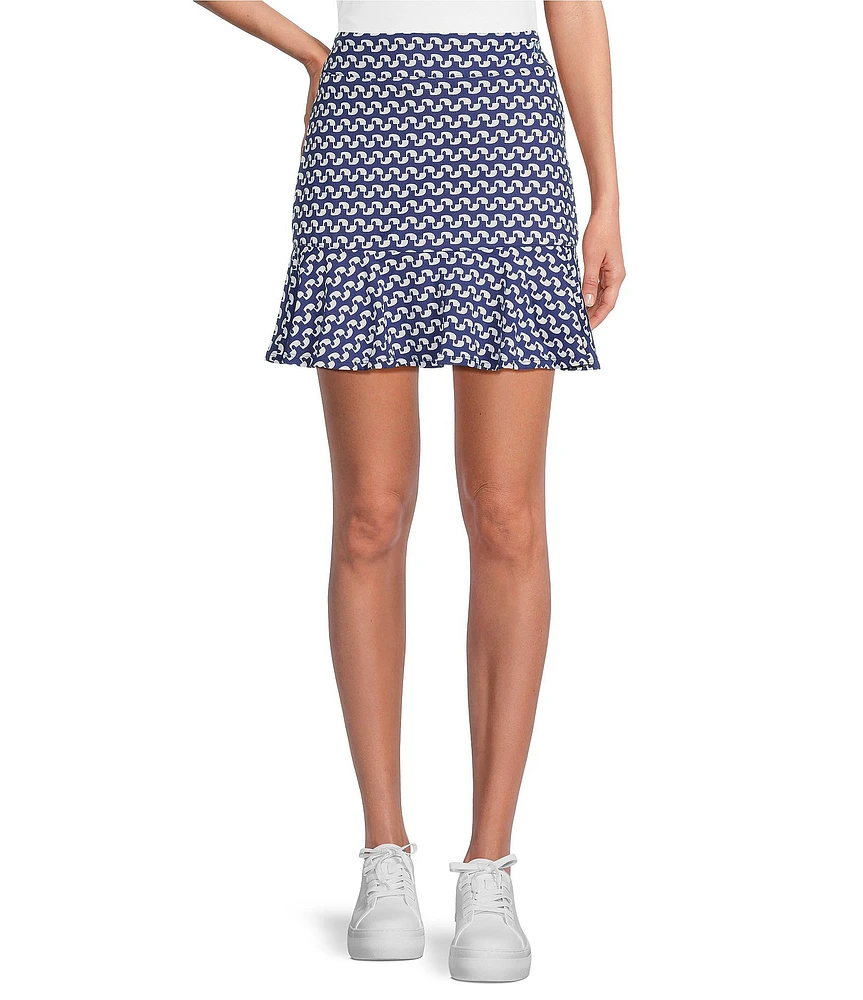 J.McLaughlin Geometric Print Catalina Cloth Knit Ruffled Hem Pull-On Skort