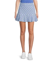 J.McLaughlin Geometric Print Catalina Cloth Knit Ruffled Hem Pull-On Skort