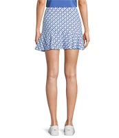 J.McLaughlin Geometric Print Catalina Cloth Knit Ruffled Hem Pull-On Skort
