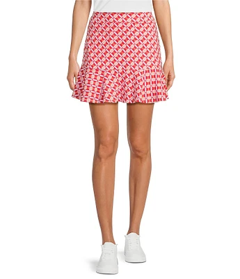 J.McLaughlin Geometric Print Catalina Cloth Knit Ruffled Hem Pull-On Skort
