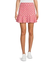 J.McLaughlin Geometric Print Catalina Cloth Knit Ruffled Hem Pull-On Skort