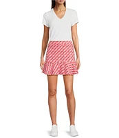 J.McLaughlin Geometric Print Catalina Cloth Knit Ruffled Hem Pull-On Skort