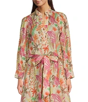 J.McLaughlin Jungle Melody Split V-Neck Bracelet Sleeve Blouse