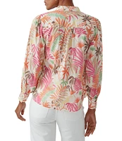 J.McLaughlin Jungle Melody Split V-Neck Bracelet Sleeve Blouse