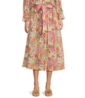 J.McLaughlin Jungle Melody Tie Front A-Line Midi Skirt
