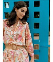J.McLaughlin Jungle Melody Tie Front A-Line Midi Skirt