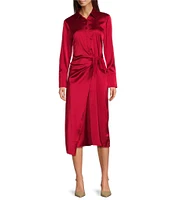 J.McLaughlin Leandre Point Collar Long Sleeve Button Front Wrap Waist Dress