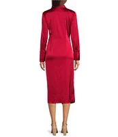 J.McLaughlin Leandre Point Collar Long Sleeve Button Front Wrap Waist Dress