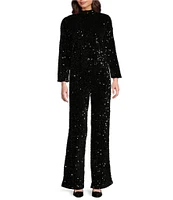 J.McLaughlin Leeza Sequin Velour Mock Neck Long Sleeve Top