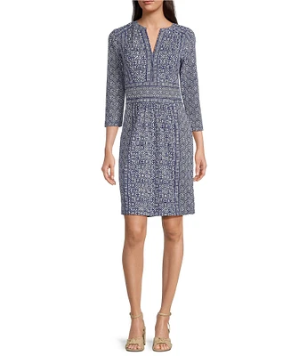 J.McLaughlin Lola Knit Split V-Neck 3/4 Sleeve Dress