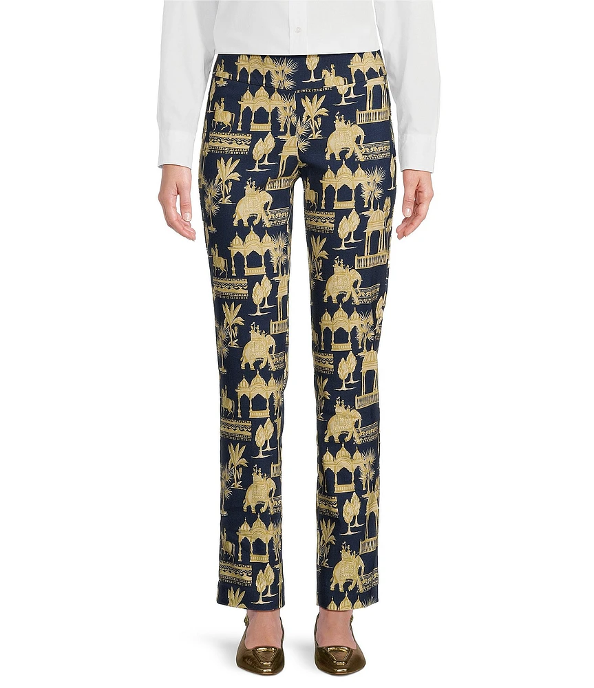 J.McLaughlin Maisie Desert Toile Print Slim Tapered Leg Elastic Waist Pull-On Pants