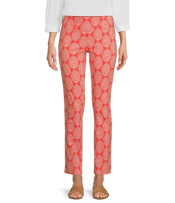 J.McLaughlin Masie Amelia Cloth Leaf Print Flat Front Elastic Waist Pull-On Pants