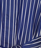 J.McLaughlin Orla Stripe Shirt Collar Long Sleeve Tie Waist Button Front Midi Dress