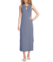 J.McLaughlin Primavera Knit Keyhole Crew Neck Sleeveless Midi Dress