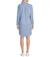 J.McLaughlin Printed Catalina Cloth Collared V-Neck Long Sleeve Dress