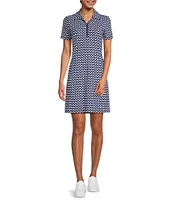 J.McLaughlin Ritchie Catalina Cloth Knit Geo Stripe Print Point Collar Short Sleeve Pocketed A-Line Dress