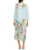 J.McLaughlin Roni Floral Print Split V-Neck 3/4 Sleeve Dress