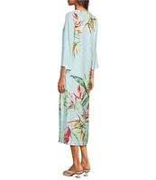 J.McLaughlin Roni Floral Print Split V-Neck 3/4 Sleeve Dress