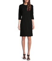 J.McLaughlin Solid Knit Catalyst Crew Neck 3/4 Sleeves Sheath Dress