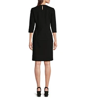 J.McLaughlin Solid Knit Catalyst Crew Neck 3/4 Sleeves Sheath Dress