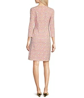J.McLaughlin Sophia Catalina Printed Knit Round Neck 3/4 Sleeve Sheath Dress