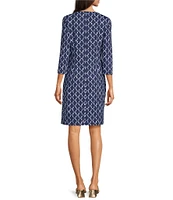 J.McLaughlin Sophia Printed Knit Round Neck 3/4 Sleeve Dress