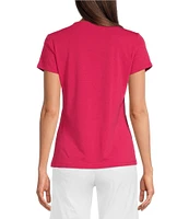 J.McLaughlin Terrine Cotton Blend Stretch V-Neck Short Sleeve Tee Shirt