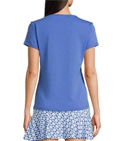 J.McLaughlin Terrine Cotton Blend Stretch V-Neck Short Sleeve Tee Shirt