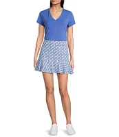 J.McLaughlin Terrine Cotton Blend Stretch V-Neck Short Sleeve Tee Shirt