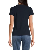J.McLaughlin Terrine Cotton Blend Stretch V-Neck Short Sleeve Tee Shirt
