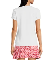 J.McLaughlin Terrine Cotton Blend Stretch V-Neck Short Sleeve Tee Shirt