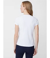 J.McLaughlin Terrine Cotton Blend Stretch V-Neck Short Sleeve Tee Shirt