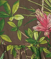 J.McLaughlin Tybee Floral Print Point Collar 3/4 Sleeve Dress
