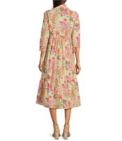 J.McLaughlin Tybee Printed Knit Point Collar 3/4 Cuff Sleeve Dress