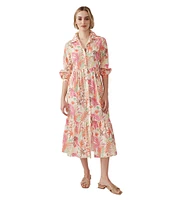 J.McLaughlin Tybee Printed Knit Point Collar 3/4 Cuff Sleeve Dress