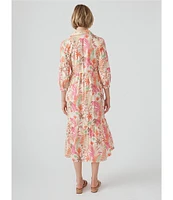 J.McLaughlin Tybee Printed Knit Point Collar 3/4 Cuff Sleeve Dress