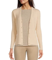 J.McLaughlin Val Knit V-Neck Long Sleeve Button Front Cardigan