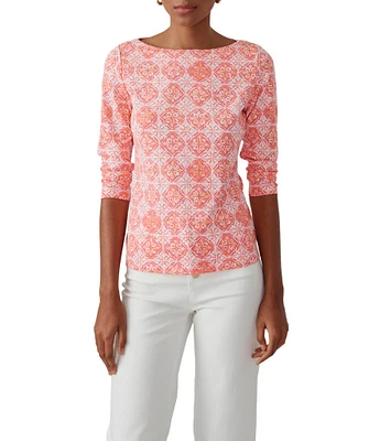 J.McLaughlin Wavesong Knit Boat Neck 3/4 Sleeve Top