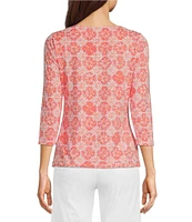 J.McLaughlin Wavesong Knit Boat Neck 3/4 Sleeve Top