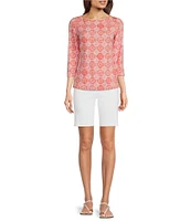 J.McLaughlin Wavesong Knit Boat Neck 3/4 Sleeve Top