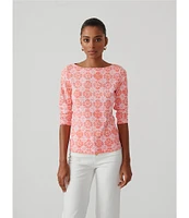 J.McLaughlin Wavesong Knit Boat Neck 3/4 Sleeve Top