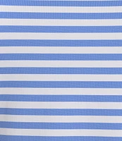 J.McLaughlin Wavesong Striped Print 3/4 Sleeve Button Shoulder Tee Shirt