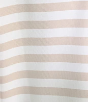 J.McLaughlin Wavesong Striped Print 3/4 Sleeve Button Shoulder Tee Shirt