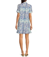 J.McLaughlin Wellesley Printed Collar Neck 3/4 Sleeve Dress