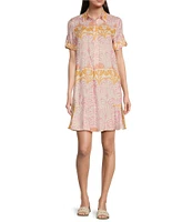J.McLaughlin Wellesley Printed Collar Neck 3/4 Sleeve Dress